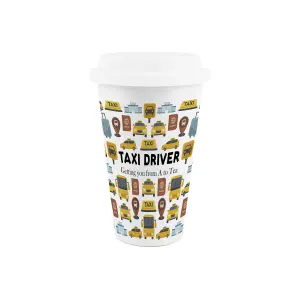 Taxi Driver Ceramic Travel Mug - Humorous Novelty Tradies Gifts/Presents - Double-Walled Insulated Hot/Cold Drinks Flask Cup