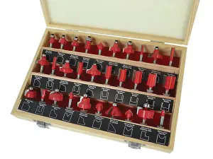 Faithfull  1/4in TCT Router Bit Set, 30 Piece FAIRBS30