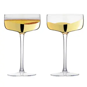 Wave Champagne Saucers (Set of 2) Gold/Clear