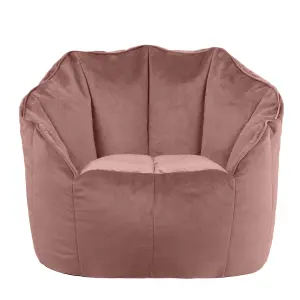 icon Sirena Scallop Chair Bean Bag Dusk Pink Velvet Bean Bags