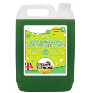 2x Powerful 5 Litre Top & Bottom Toilet Fluid Cleaner Breaks Down Waste Kills Odours