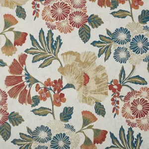 Boutique Berkeley Multicolour Metallic effect Floral Textured Wallpaper Sample