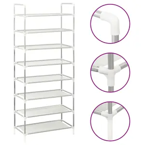 Berkfield Shoe Rack with 8 Shelves Metal and Non-woven Fabric Silver