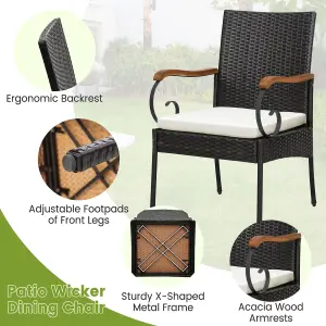 Costway Set of 2 Patio Wicker Chair Set Outdoor PE Rattan Chairs w/ Cushion