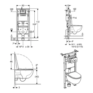 Geberit Wall-Hung 4-in-1 Frame, Flush Plate, Selnova Rimless Pan & Soft Close Seat Pack