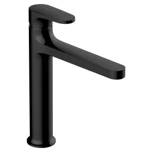 RAK Portofino Mid Height Matt Black Modern Basin Mixer Tap Solid Brass