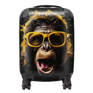 Splashart Monkey Face With Yellow Glasses Suitcase - Small