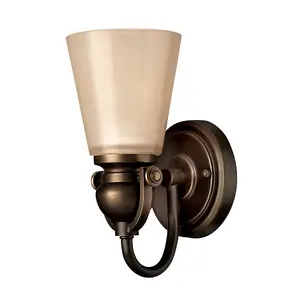 Elstead Mayflower 1 Light Wall Light Olde Bronze Glass Shade, E27