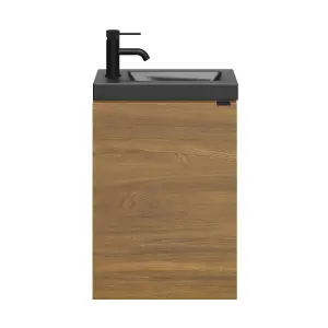 GoodHome Imandra Walnut effect Single Wall-mounted Bathroom Cloakroom unit (H) 550mm (W) 440mm