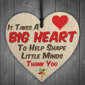 Red Ocean Big Heart Little Minds Thank You Teacher Mentor Tutor Nursery Child Gift Hanging Plaque