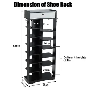 Costway Freestanding Shoe Rack Wooden Storage Shelf with Drawer