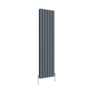 Vertical Anthracite Double Flat Panel Radiator (H) 1600 mm x (W) 408 mm, 5492 BTU.