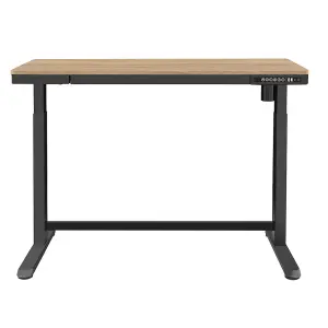 Ergonomic Electric Sit-Stand Desk with USB Ports and Storage Drawer - 1200 x 600mm Black and Oak Finish