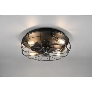 Luminosa Trondheim Modern 4 Light Ceiling Fan Black Matt Remote control - UK Stock