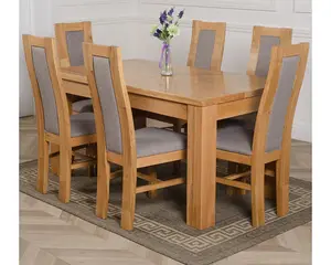 Dakota 152 x 87 cm Chunky Medium Oak Dining Table and 6 Chairs Dining Set with Stanford Chairs