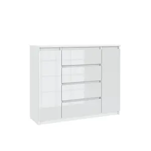 6-Drawer 2 Doors Chest of Drawers 120cm White - Creative Furniture