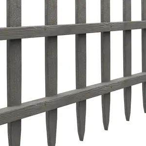 Outsunny Decorative Garden Fencing, Wooden Landscape Edging, Grey