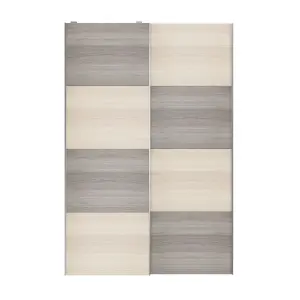 Atomia Panelled Grey & natural grey oak effect 2 door Sliding Wardrobe Door kit (H)2250mm (W)1500mm