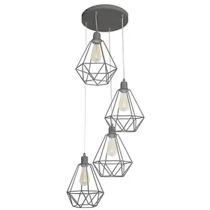 Luminosa Karo Cluster Pendant Ceiling Light Grey 35cm