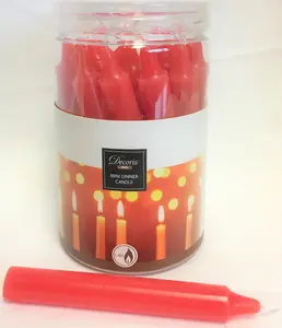 Red Mini Dinner Candles Tub Of 22 Christmas Candle 10cm 1.4H Burn Time