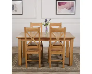 Oslo 150 x 90 cm Medium Oak Dining Table and 4 Chairs Dining Set with Berkeley Chairs