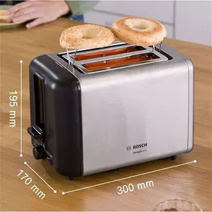 Bosch Designline 2 Slice Toaster, Stainless Steel