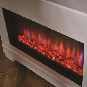 Eggleston White MDF Electric LED electric fire suite