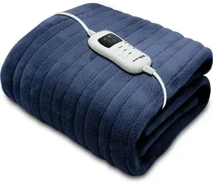 Dreamcatcher Navy Heated Throw Electric Blanket, 160 X 120cm Heated Blanket Machine Washable Soft Micro Fleece Electric Throw Overblanket With 9HR