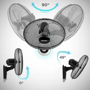 Duronic FN55 BK Wall Mounted Fan, Oscillating/Rotating 16 Inch Head, 60W Power - 3 Speeds, Timer Function, Remote Control (black)