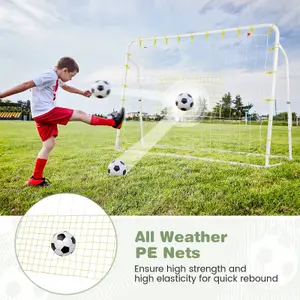 Costway 2-in-1 Kids Football Rebounder & Goal Angle-Adjustable Football Training Net