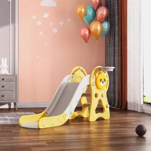 Dog Cartoon Yellow Toddler Slide Set Play Set with Basketball Hoop W 1500 x D 630 x H 780 mm