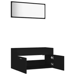 Berkfield 2 Piece Bathroom Furniture Set Black Engineered Wood