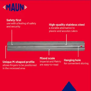 Maun Metal Safety Rule 12 inch long