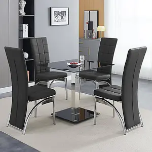 Furniture In Fashion Hartley Black Glass Bistro Dining Table 4 Ravenna Black Chairs