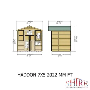 Shire Haddon 7x5ft Summerhouse with 12mm T&G Cladding and double doors