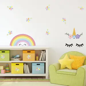 Walplus Sleeping Unicorn And Rainbow Kids Sticker PVC Multicoloured