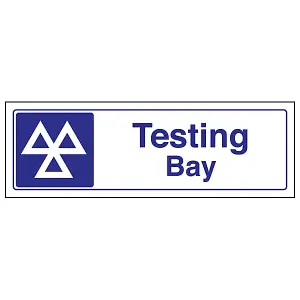 Testing Bay Garage Sign - Landscape - Adhesive Vinyl - 450x150mm (x3)