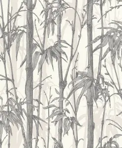 Rasch Florentine Bamboo Shimmer White and Silver Wallpaper