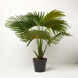 Homescapes Artificial Fan Palm Tree in Pot, 80 cm Tall