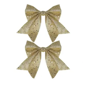 Christmas Bow Gold 12x13cm 2Pack