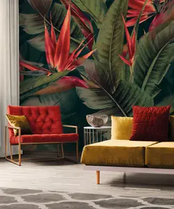 Galerie Havana Red Large Floral Plant Wall Mural