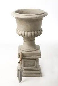 Pair of Classic Stone Garden Urns with Columns