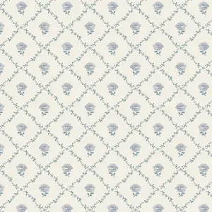 Laura Ashley White & Blue Kate Smooth Wallpaper