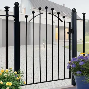 Galvanised & Powder Black Coated Mental Garden Fence Gate Arched Top Design H 103 x W 86 cm