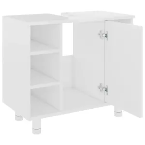 Berkfield Bathroom Cabinet High Gloss White 60x32x53.5 cm Engineered Wood