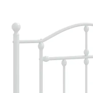 Berkfield Metal Bed Frame with Headboard White 90x190 cm