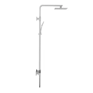 Chrome Square Thermostatic Rainfall Overhead Rigid Riser Shower Kit & Handset - Solid Brass