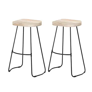 Gallitzin Solid Wood Kitchen Counter Bar Stool (Set of 2) Natural / Bar Stool (76.25cm Seat Height)