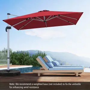 Costway 3M Outdoor Patio Umbrella Square Cantilever Parasol w/ 360 Rotation & Adjustable Tilt