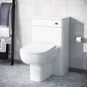 Modern 500mm Back To Wall WC Toilet Unit Gloss White Space Saving